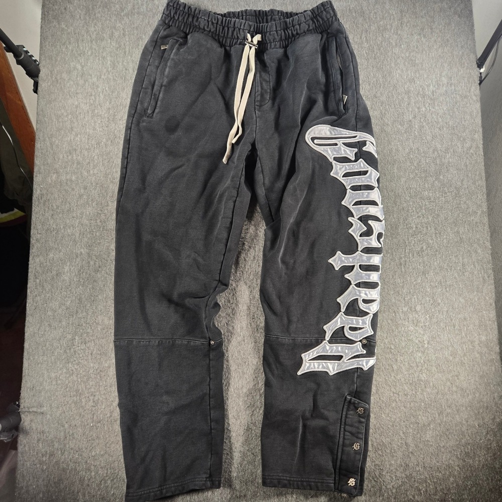 Godspeed Athleisure Sweatpants Mens XL Black Gothic Logo Snap Hem Streetwear